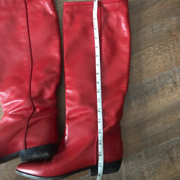 Vintage Arnold Churgin Red Leather Boots - Calf High Boots - Fits like US 8 - Picture 6 of 14